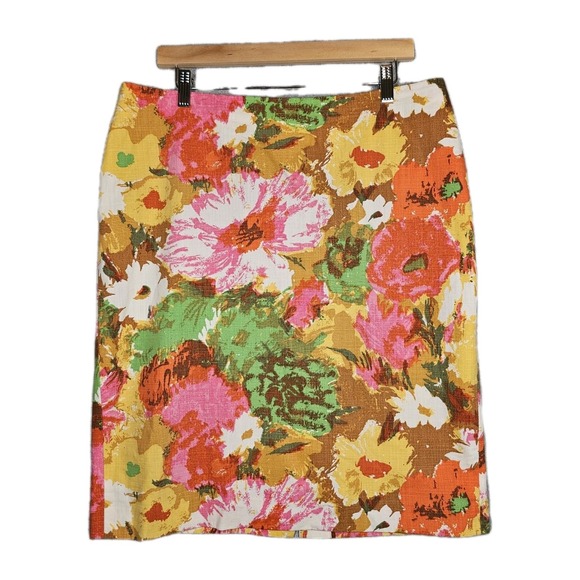 Talbots Painterly Watercolor Floral‎ Skirt Old Money Quiet Luxury Career 14 - Picture 1 of 12